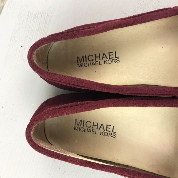 MMK MICHAEL KORS Women's Size 6M Daisy Burgundy Suede Moccasin Driving Loafers - Picture 8 of 12
